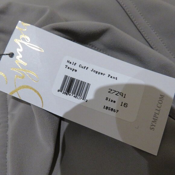 SYMPLI Half Cuff Jogger Pants in Taupe Lagenlook Travel Casual Comfy Size 16 NWT - Picture 13 of 13